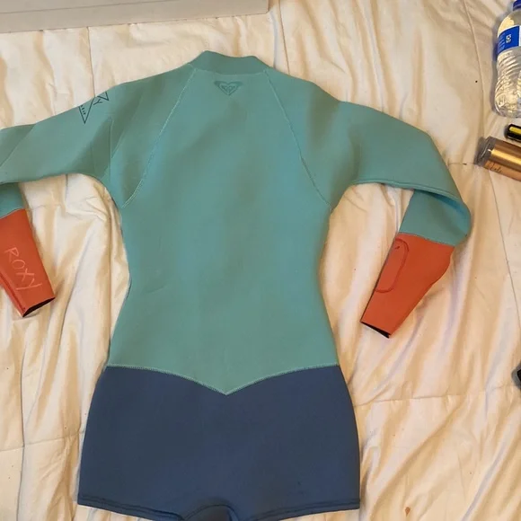 Roxy Teal and Orange One Piece Swimsuit - Picture 2 of 2